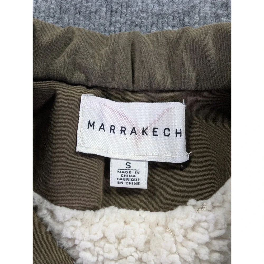 Marrakech Anthropologie Womens Small Sherpa Lined Vest Olive Green Cotton